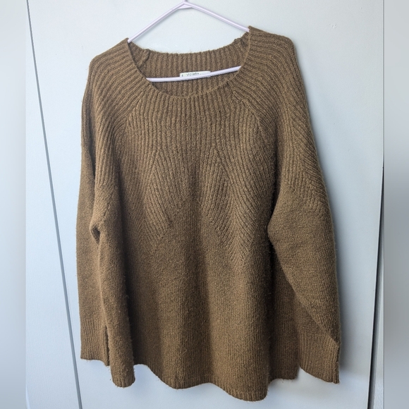 VIOLETA By MANGO Plus Size Crewneck Women Size XXL Brown Color Soft - Picture 1 of 10